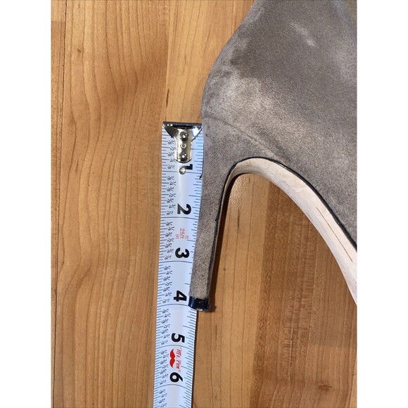 Alexandre Birman Beige Gray Suede Pointed Toe Zip High Heel Mid Calf Boot- 35.5 - Picture 10 of 12